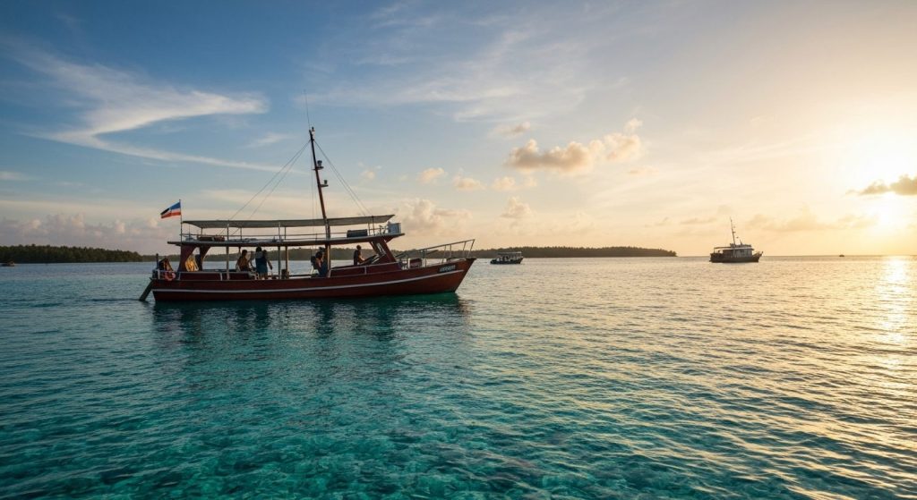 cabin class liveaboard raja ampat deluxe vs budget — Photorealistic editorial travel photograph relevant to: The direct-