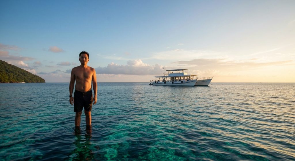 sustainable diving eco-friendly liveaboard — Photorealistic editorial travel photograph relevant to: The direct-booking