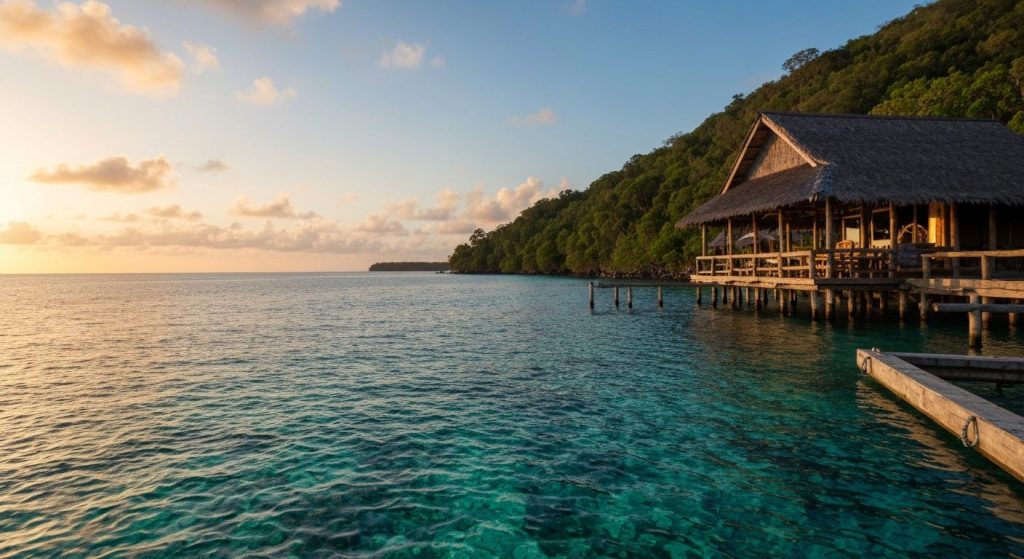 how to get to raja ampat from sorong — Photorealistic editorial travel photograph relevant to: The direct-booking charte