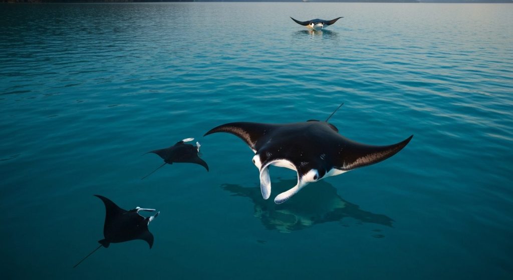 manta ray season raja ampat — Photorealistic editorial travel photograph relevant to: The direct-booking charter authori