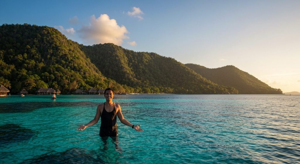 misool marine reserve liveaboard itinerary — Photorealistic editorial travel photograph relevant to: The direct-booking
