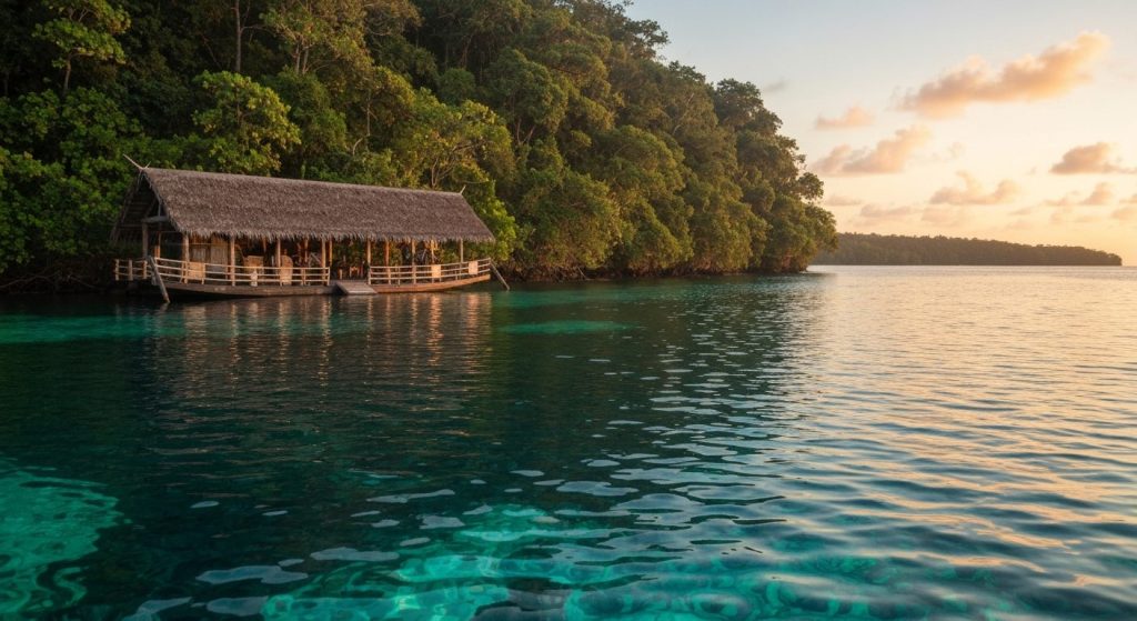 raja ampat marine park permit fee — Photorealistic editorial travel photograph relevant to: The direct-booking charter a